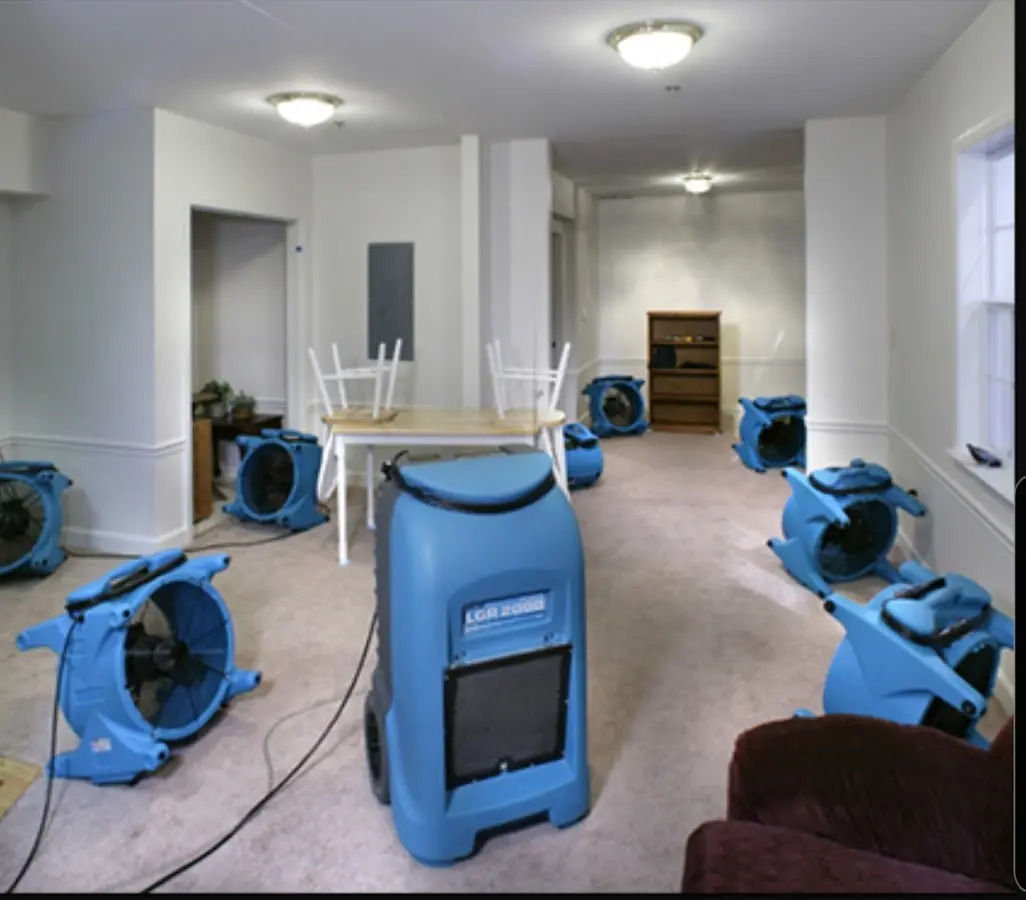 Air movers and dehumidifier setup for Water Extraction & Removal in Martha Lake